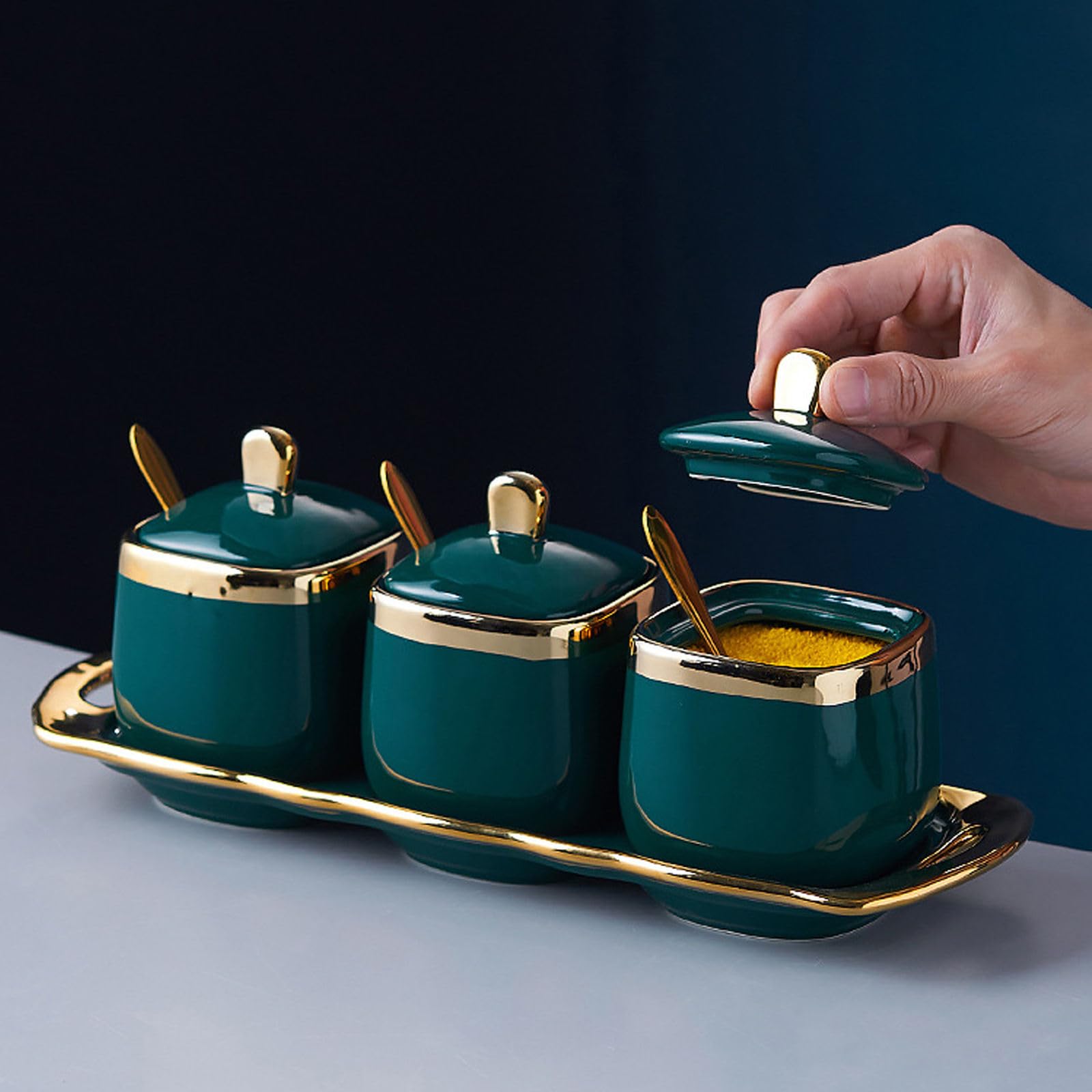 Sugar Bowl With Lid And Spoon, Sugar Pot Set Of 3