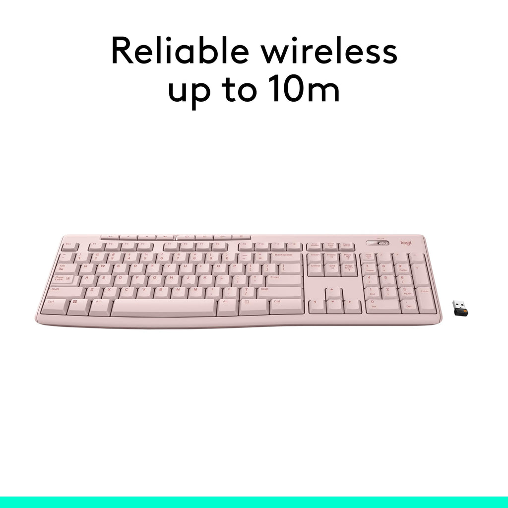Rose Wireless Keyboard and Mouse Combo â€?2.4 GHz, Compact Mouse, 8 Multimedia Shortcuts, Long-Lasting 2-Year Battery, Compatible with Windows PC & Laptop