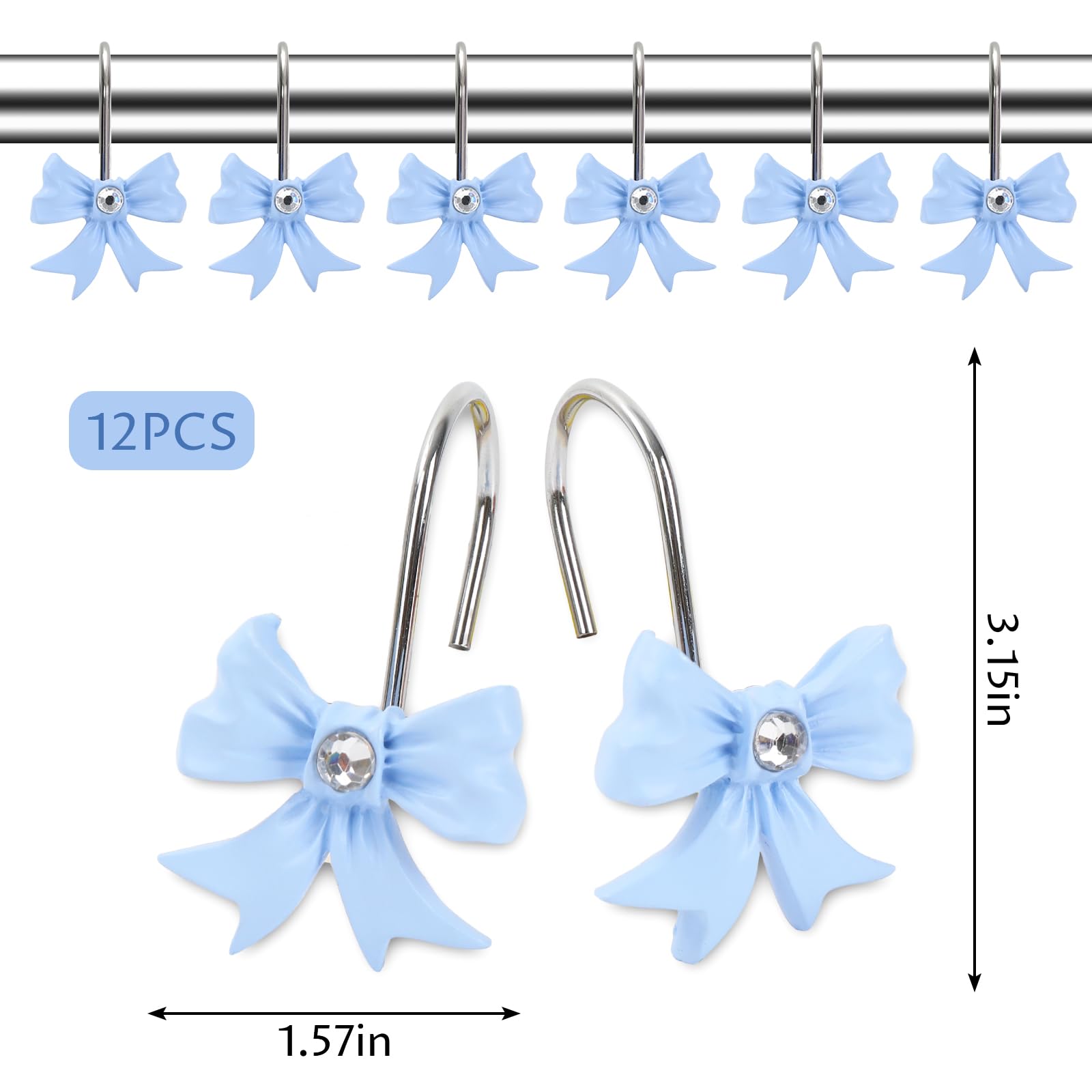 Cute Bow Knot Decorative Curtain Rings Resin Curtain Hanger Hooks