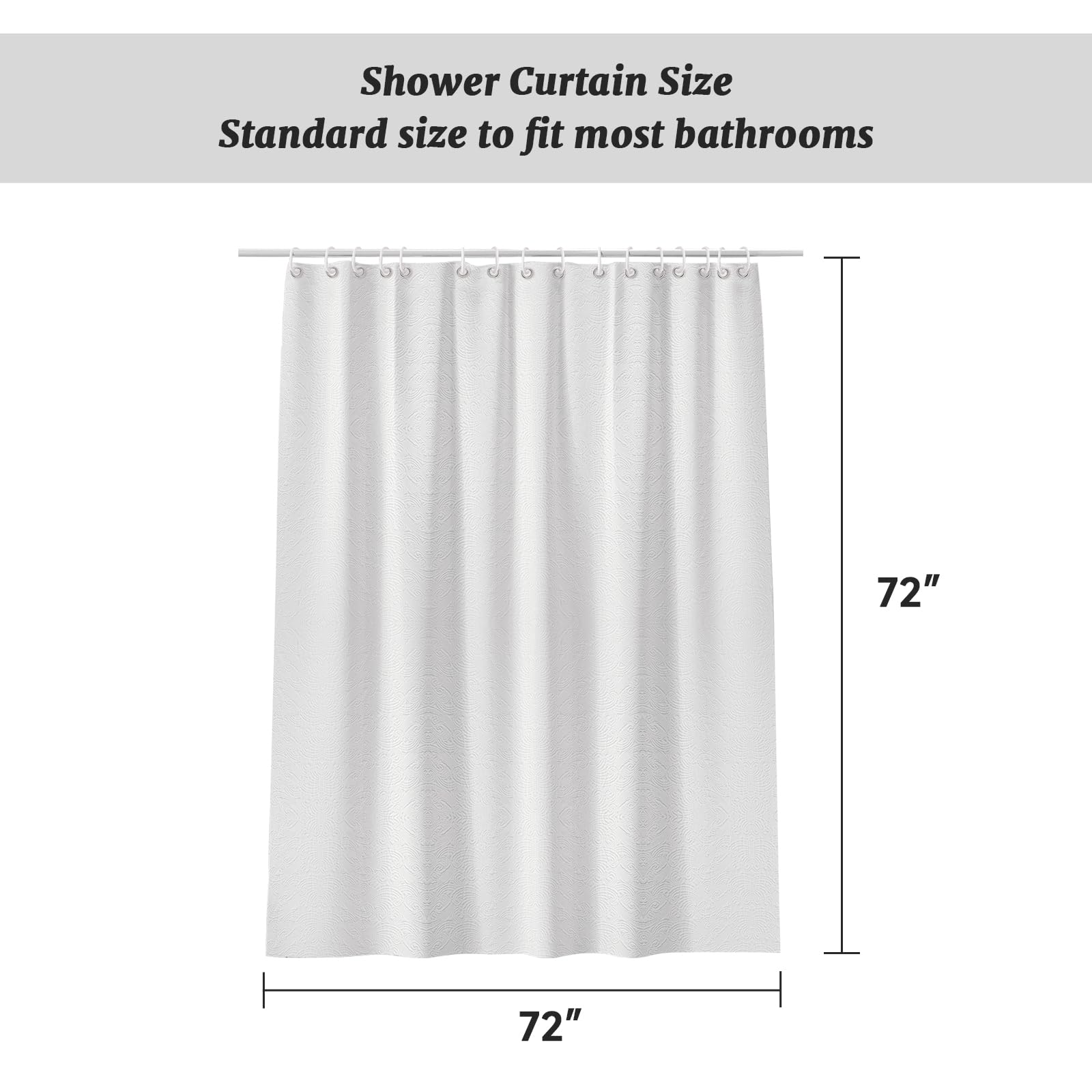 Fabric Shower Curtains for Bathroom Modern Cute, Wave Pattern 72" X 72" Long
