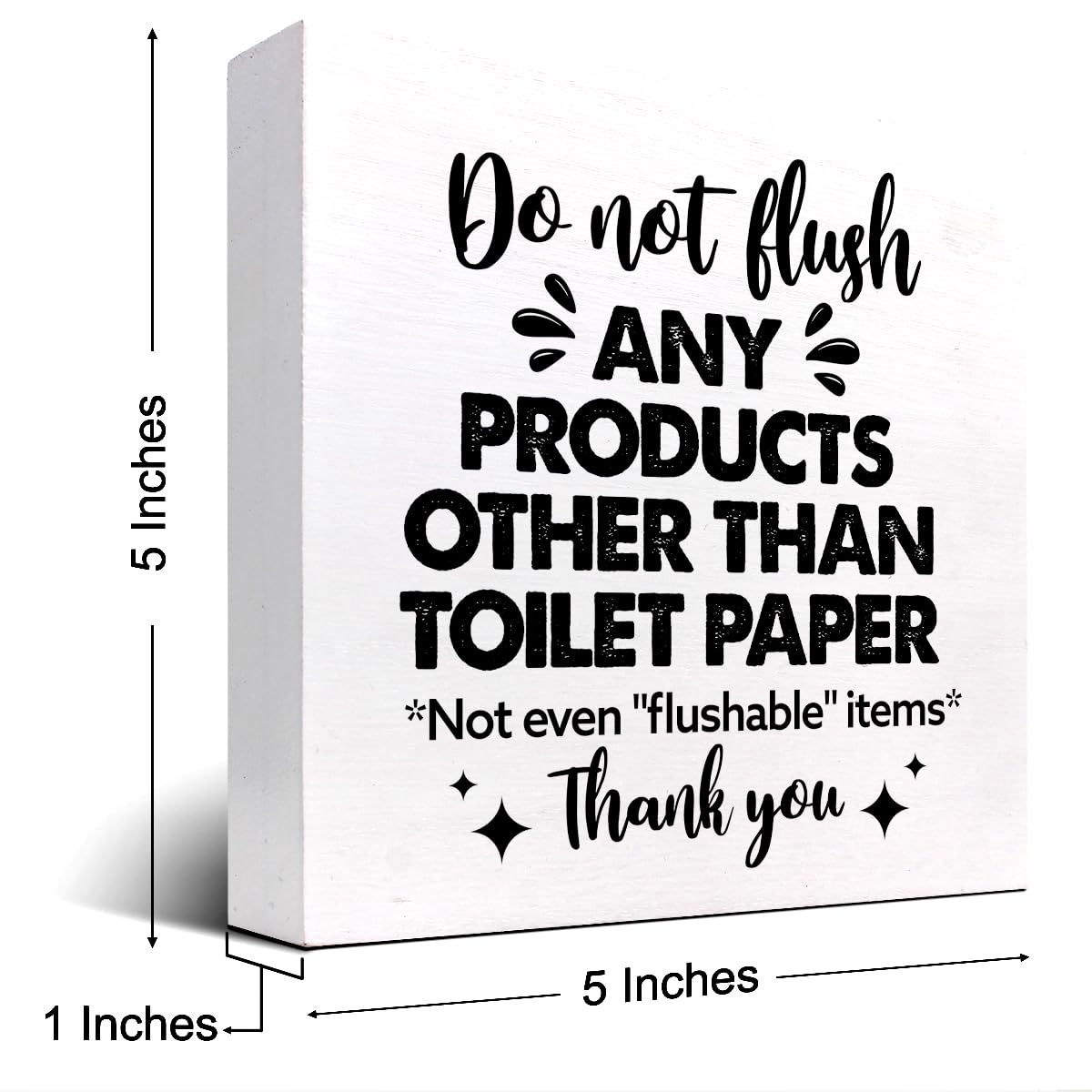 Do Not Flush Any Products Other Than Toilet Paper Wooden Box Sign - Bathroom Reminder Funny Quote Pink