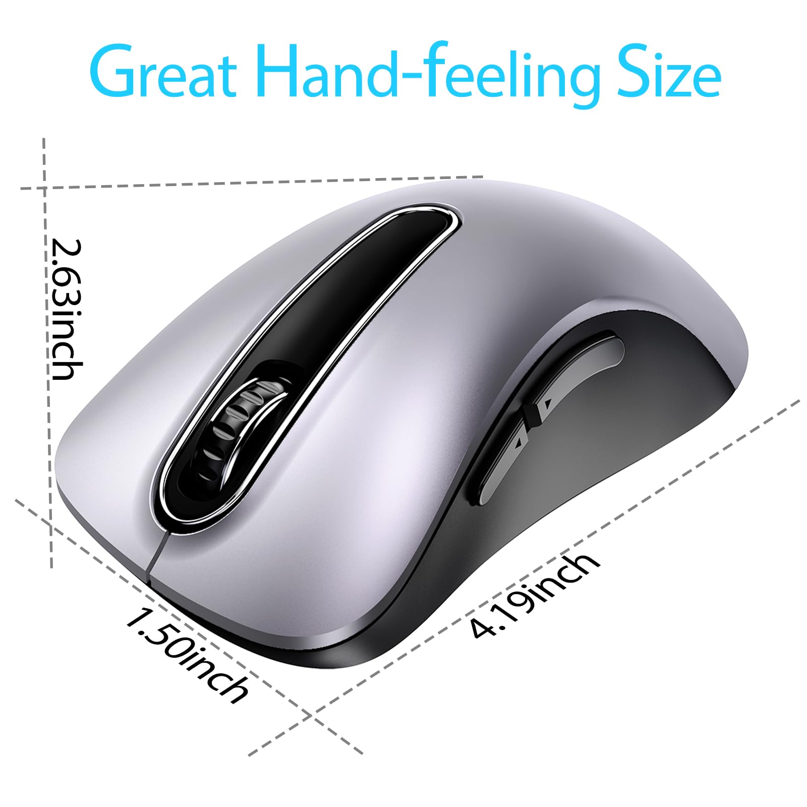 Portable Computer Wireless Mouse for Laptop, PC, Desktop, MacBook, 5 Buttons