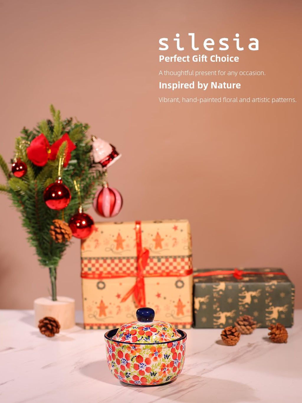 Handmade Sugar Bowl with Lid and Spoon, 10 Ounce Ceramic Hand-Painted Sugar Jar for Kitchen Oven, Dishwasher & Microwave Safe, Glazed