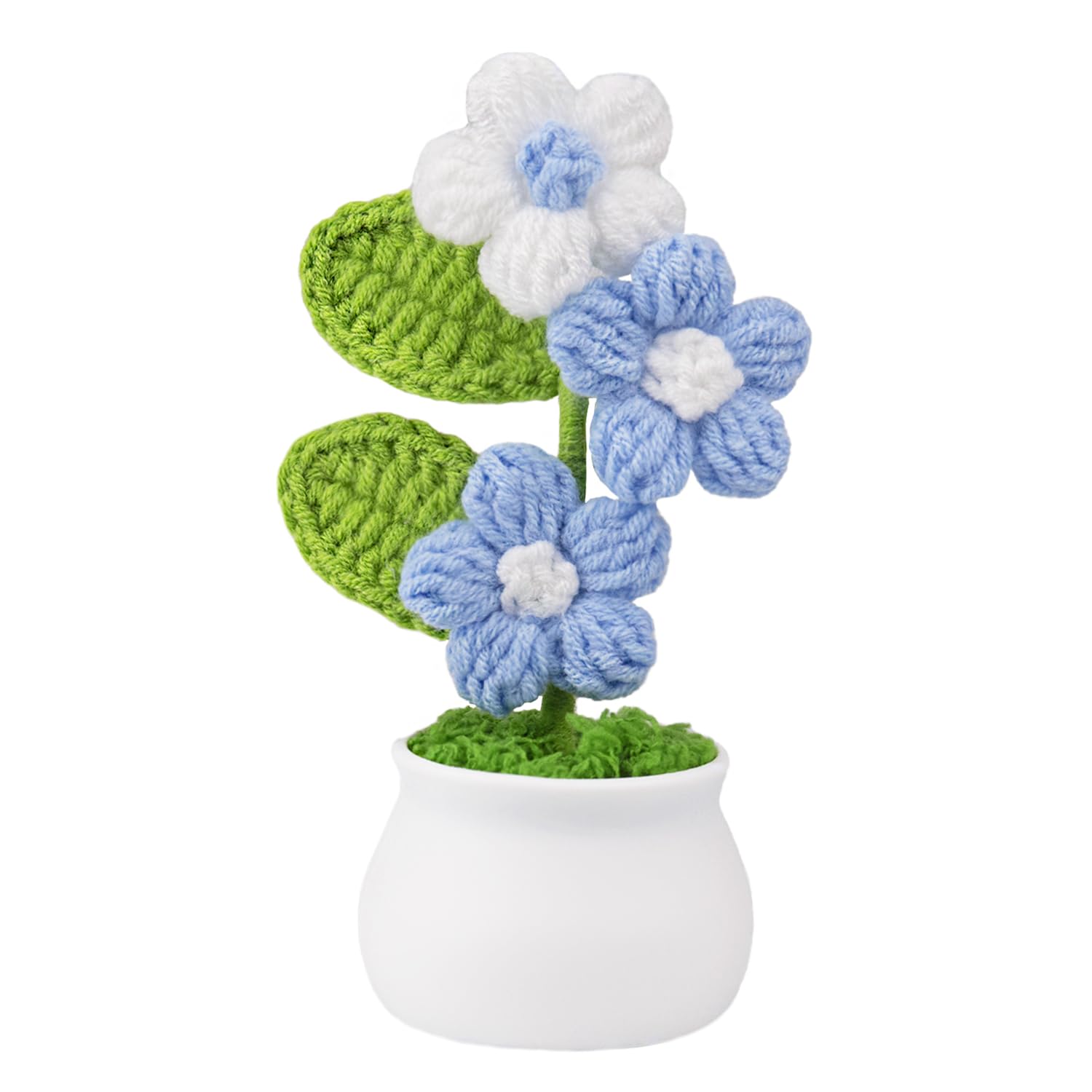 Knitting Crochet Puff Flowers Potted Plants, Gradient Colorful Flowers for Friends, Family and Lover, Handmade Flowers for Home Office Decoration
