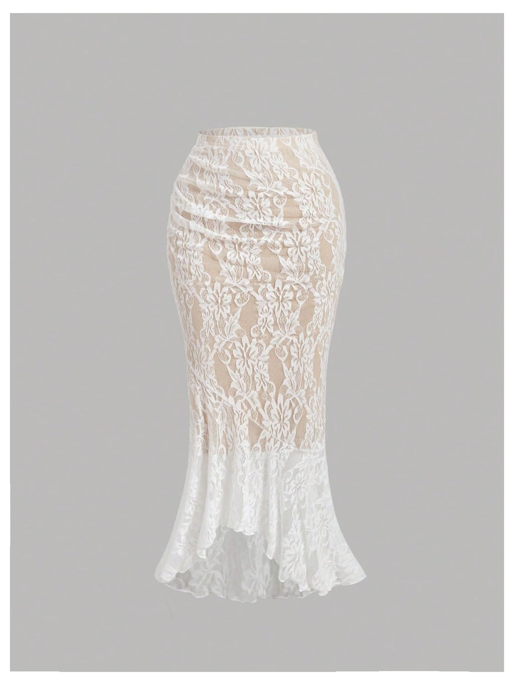 Women's Coquette Floral Lace Skirt Set 2 Piece Sleeveless Top and Bodycon Fishtail Skirt