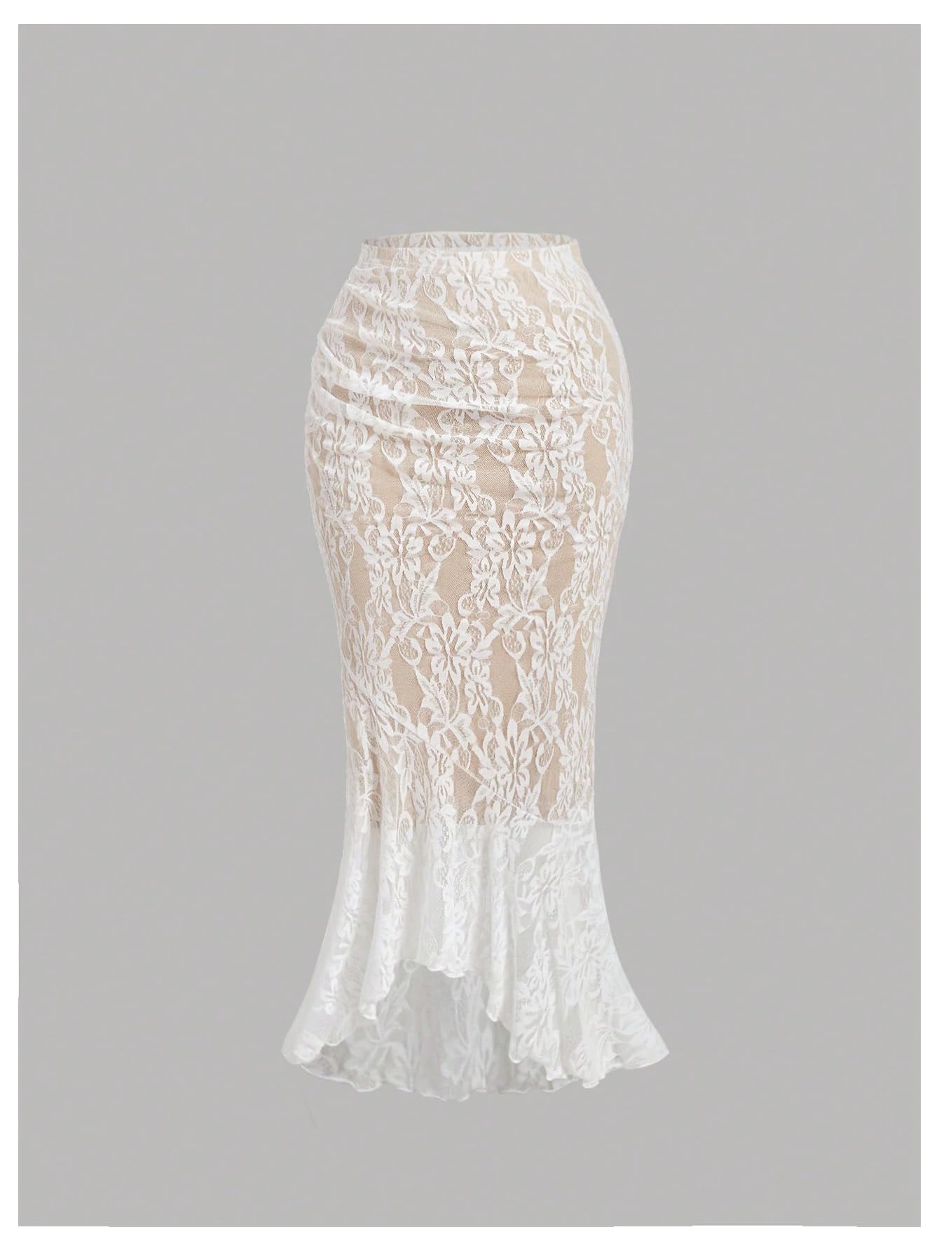 Women's Coquette Floral Lace Skirt Set 2 Piece Sleeveless Top and Bodycon Fishtail Skirt