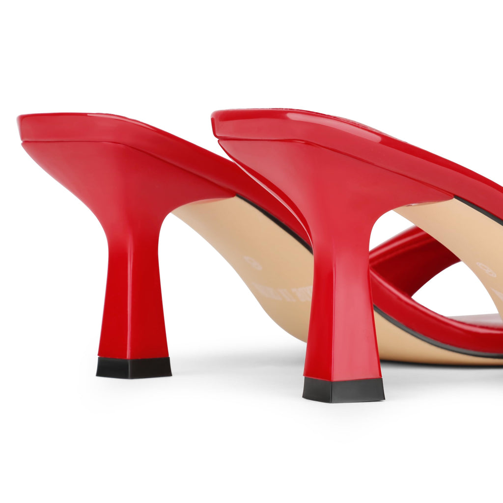 Women's Simple Mid-Heel Sandals One-Band Backless Stiletto Soft-Soled Heels