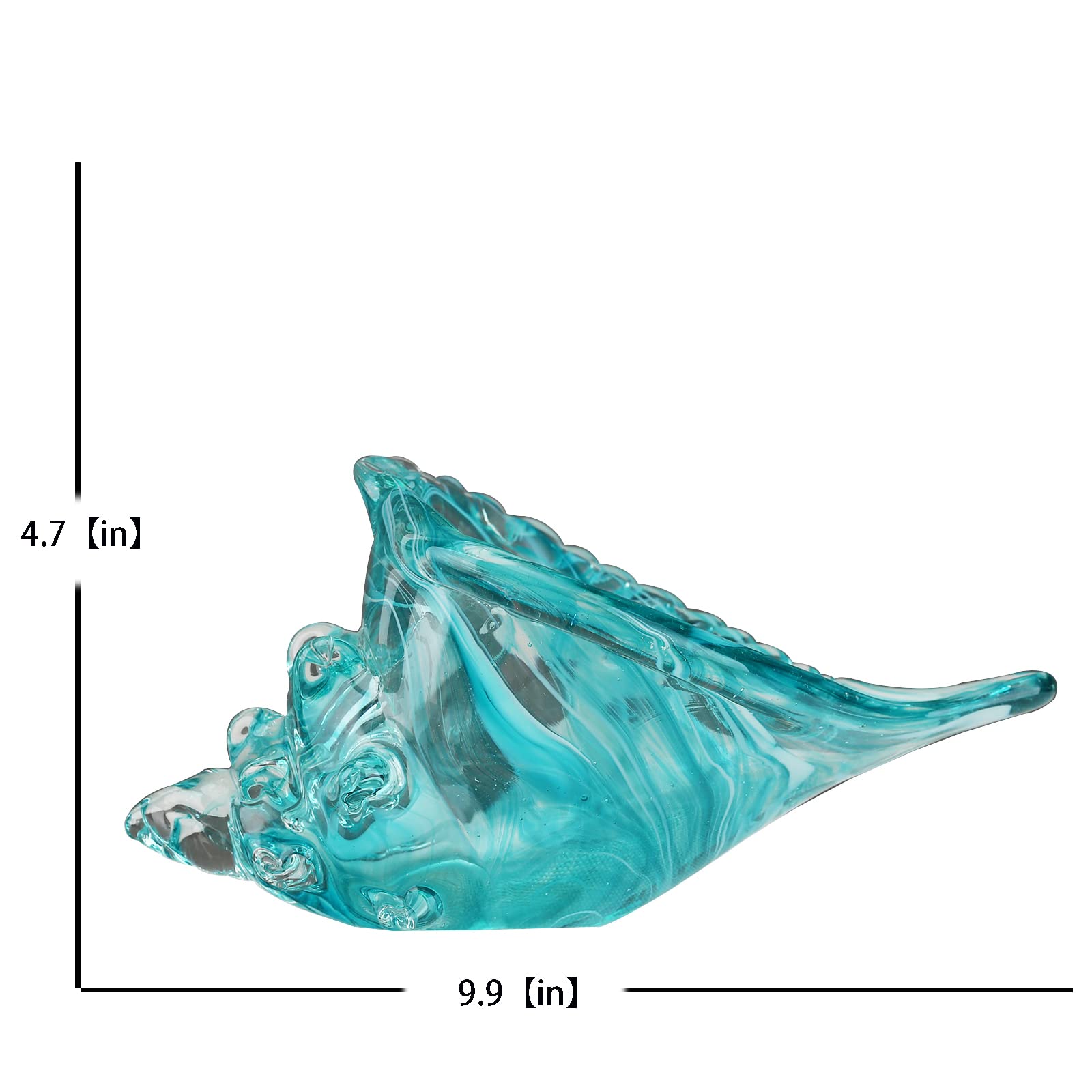 Hand Blown Glass Conch - Coastal Home Decor Conch Corners, Glass Art Conch Sculptures, Office Decor Blown Glass Art, Living Room Table Centerpieces, Bathroom Shelf Tops And Cabinet Decor
