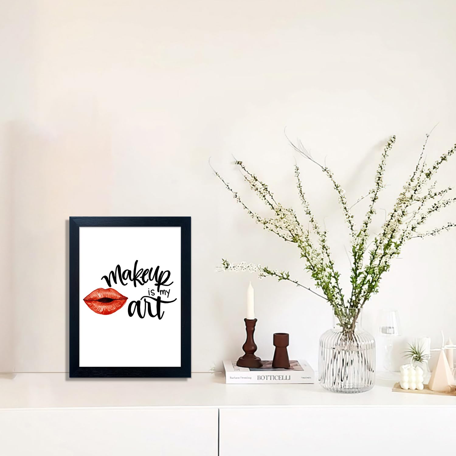 Pink Makeup Room Wall Art Fashion Canvas Wall Art Beauty Room Decor Art Pink Lips Canvas Artwork Trendy Girly Wall Art Women Bedroom Bathroom Decor Print