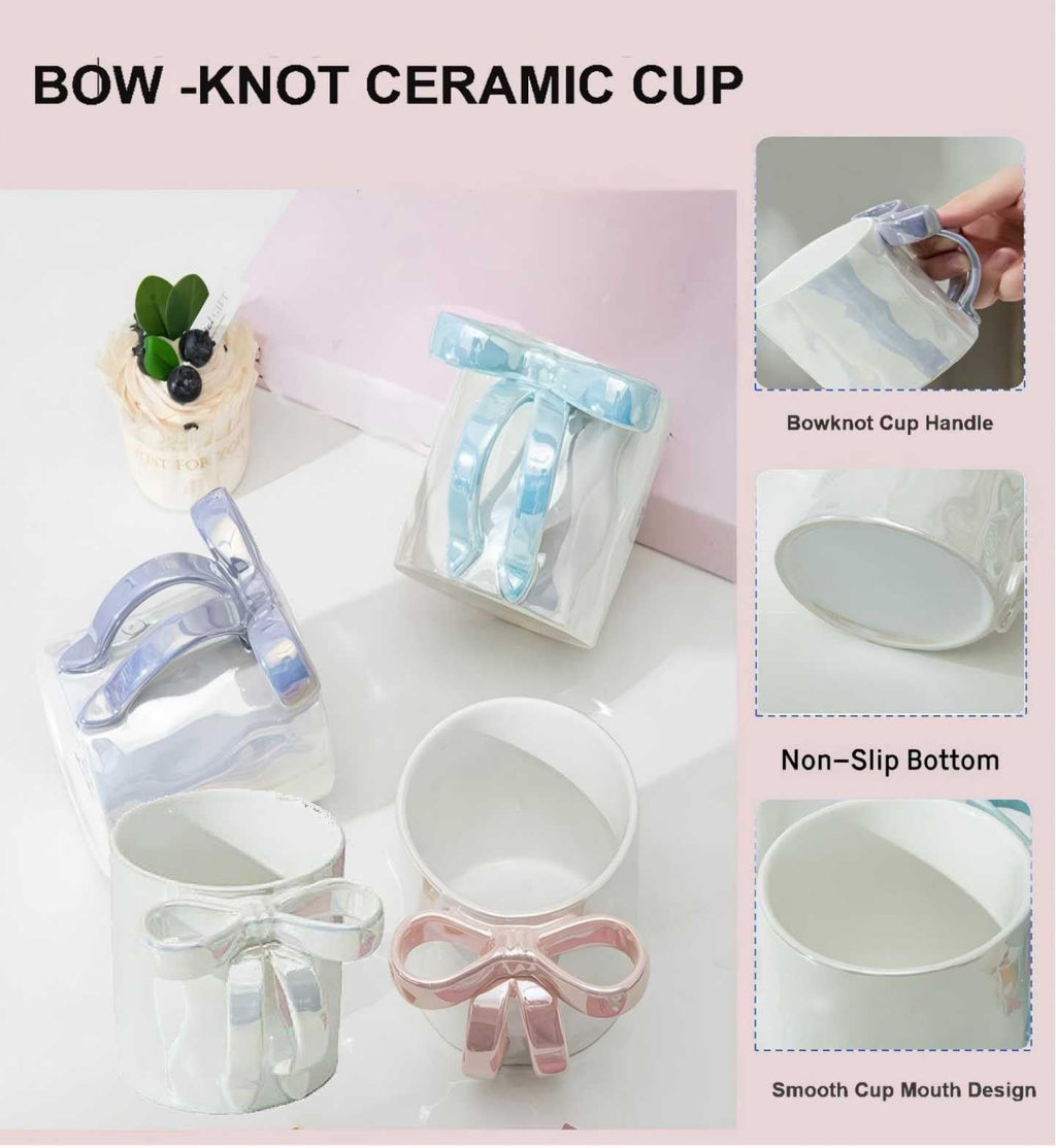 Ceramic Mug with Bow Ribbon Handle