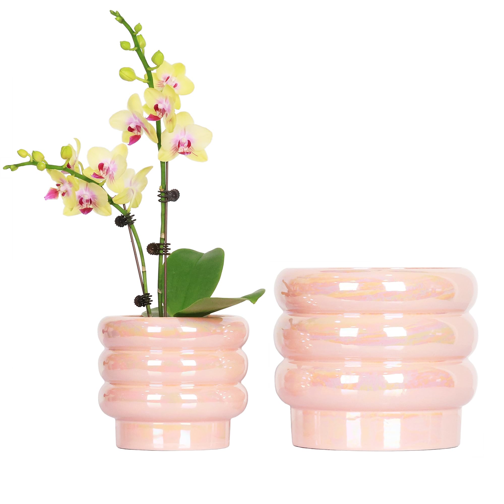 Ceramic Plant Pots for Indoor Plants, Rainbow Pearl Glaze Planter with Planters for Plants with Drainage Hole