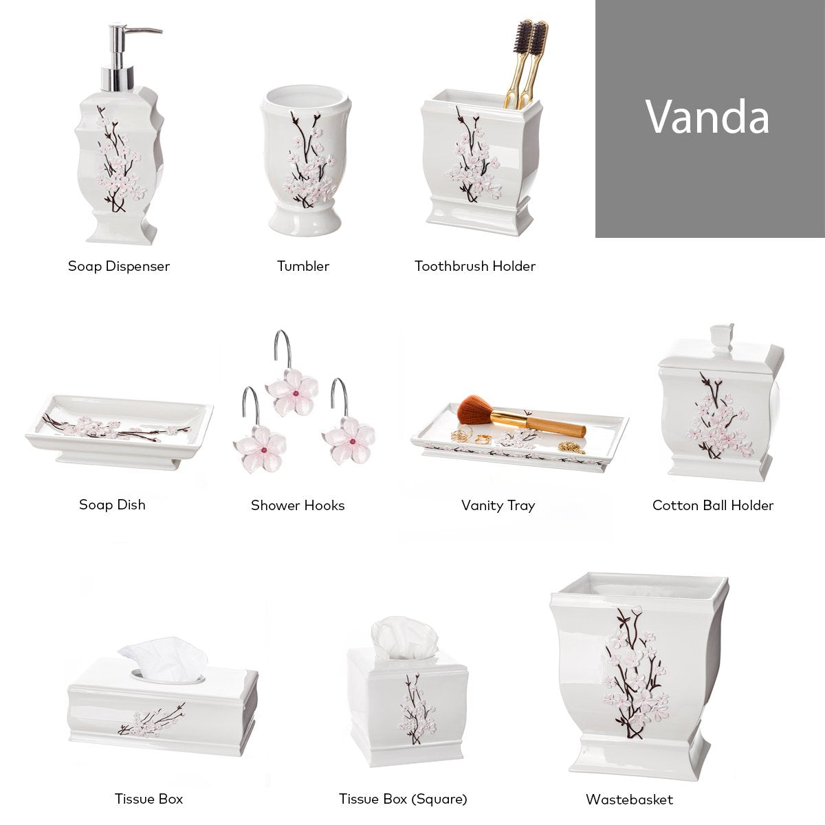 Modern Cherry Blossom Style Bathroom Accessories