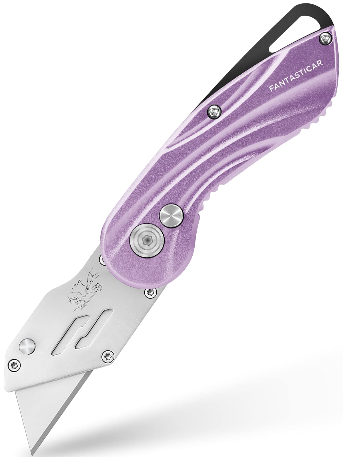 Folding Utility Knife, Cute Metal Box Cutter with Extra 5 Sharp Blades, Quick Blade Change, and Preminium Gift Packaging, for Cardboard Opener, Paper Cutter