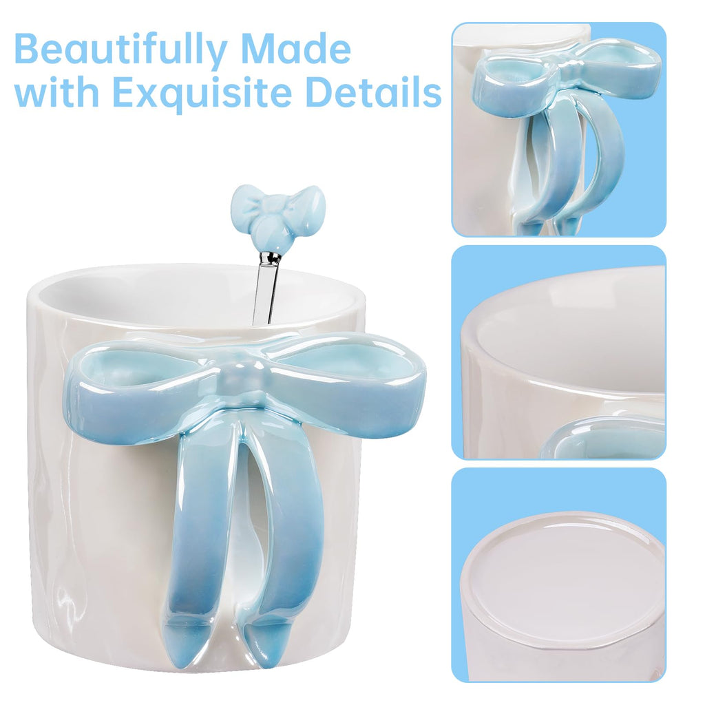 Ceramic Bow Handle Mug, Electroplated Finish with Shimmering Starry Glow, High-Temperature Fired for Durability 12OZ