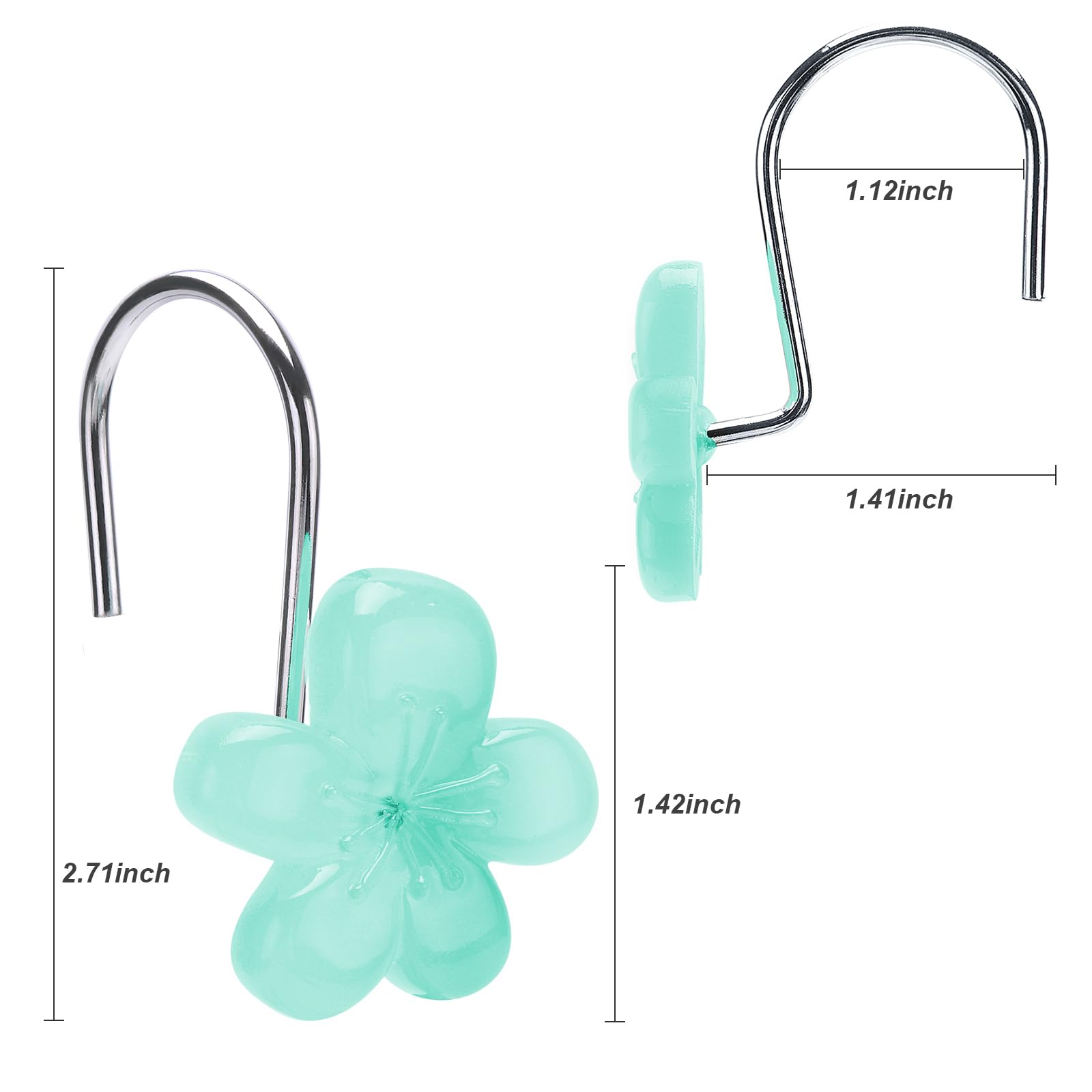 Cute Flower Shower Curtain Hooks, Pretty Floral Themed Elegant Bathroom Decor