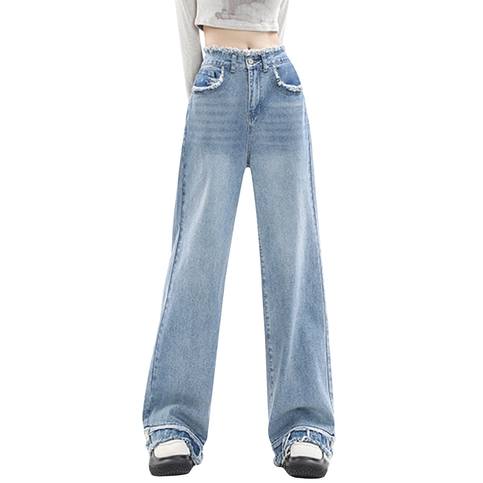 Y2K High-Waisted Baggy Jeans â€?Stretch Wide-Leg Denim
