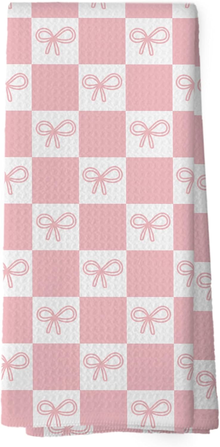 Coquette Pink Bow Girls Gifts Kitchen Dish Towels - Bathroom Decor, Trendy Hand Towels Kitchen Tea Towels Decorations, 16x24inch