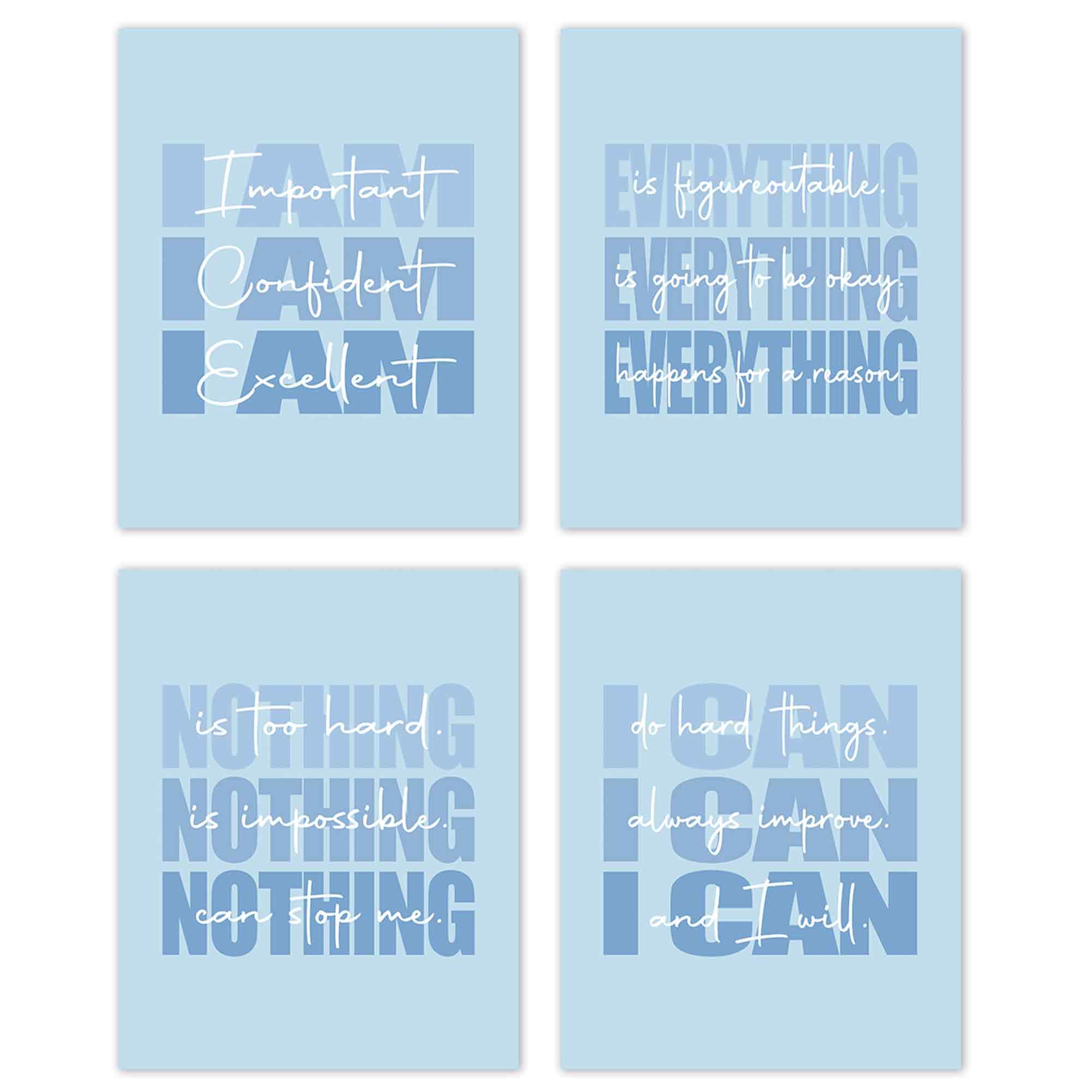 Set of 4 Inspirational Posters â€?Motivational Wall Art for Teen Girls & Women (8x10)