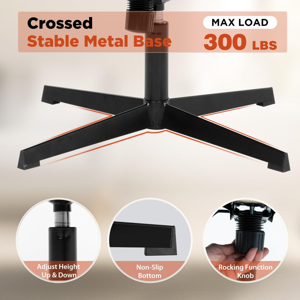 Criss Cross Chair, Armless Cross Legged Wide Comfty Desk Chair with No Wheels Modern Height Adjustable, Swivel Fabric Vanity Chair