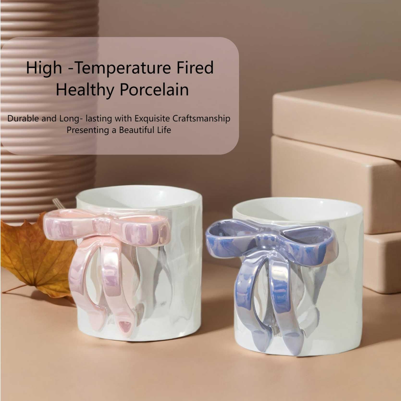 Ceramic Mug with Bow Ribbon Handle
