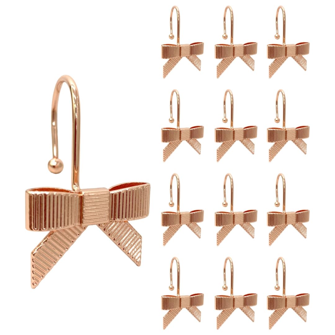Decorative Bow Knot Curtain Hooks Shower Rings for Bathroom