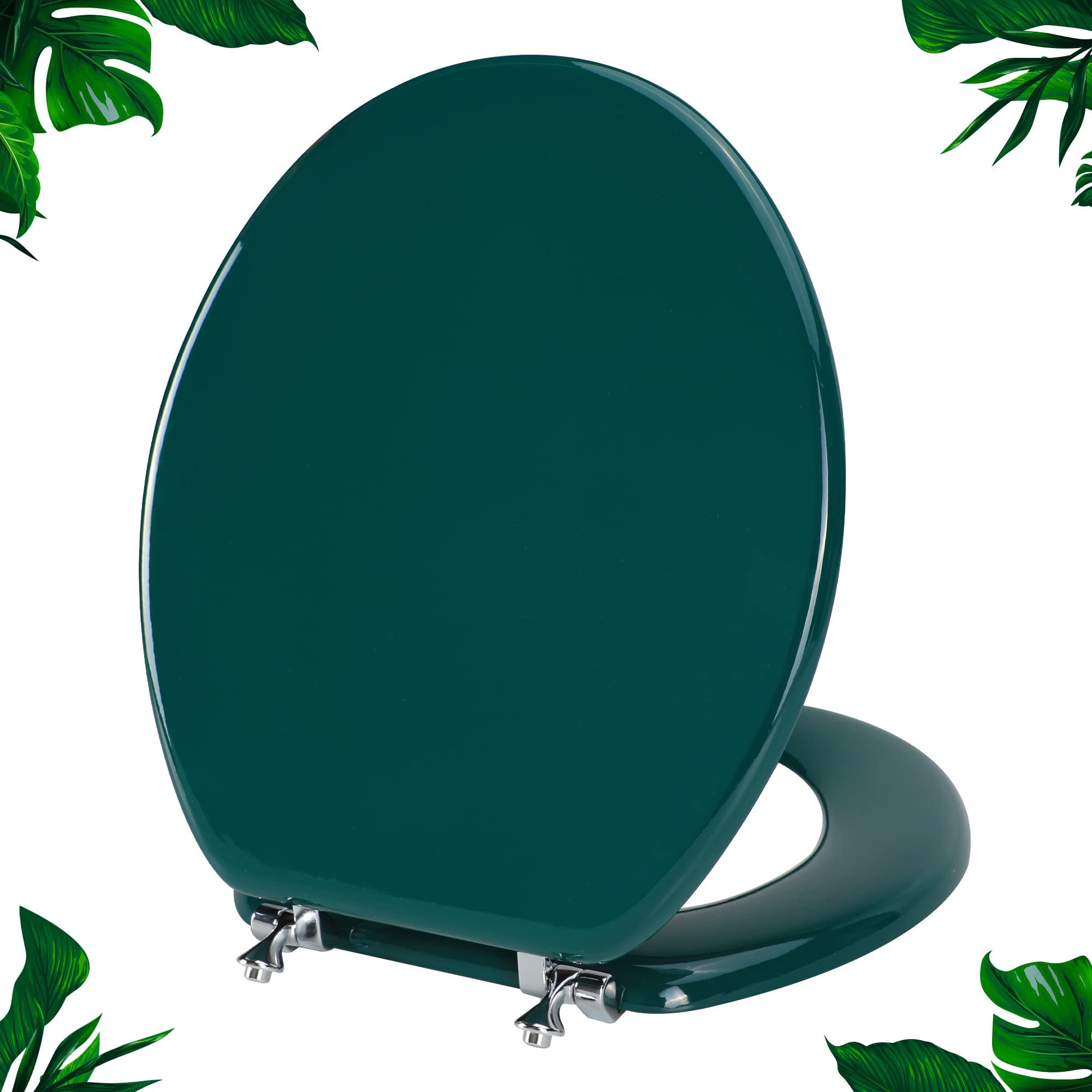 Round Toilet Seat Natural Wood Toilet Seat with Zinc Alloy Hinges, Easy to Install also Easy to Clean, Scratch Resistant