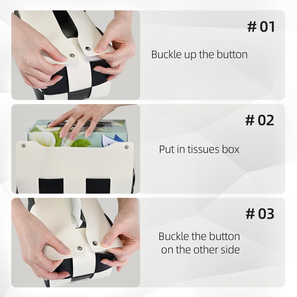 PU Leather Tissue Box Holder with Metal Buckle, Checkered Tissue Box, Decorative Organizer