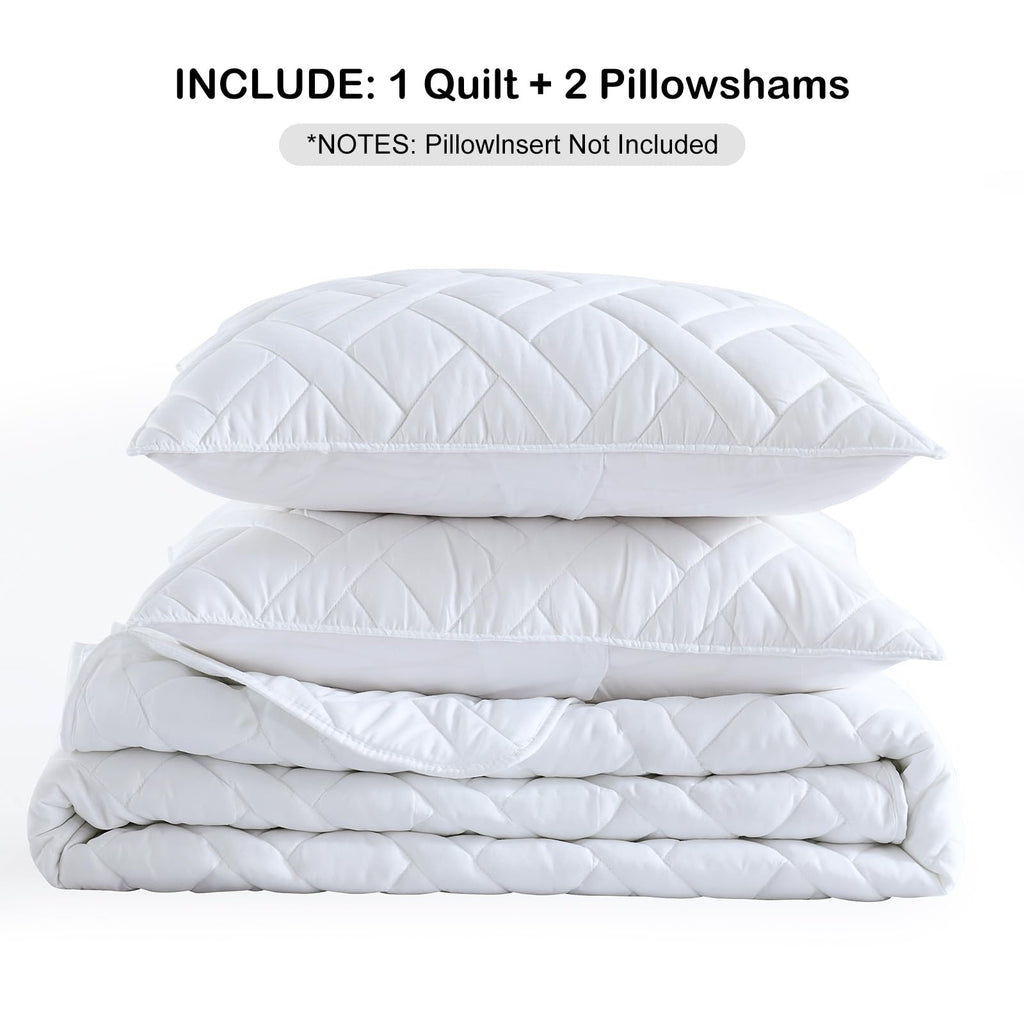 Quilt Size Lightweight Quilt for Summer Ultra-Soft Microfiber Modern Style Quilted Clouds Pattern Bedspread Quit Set 3 Pieces(1 Quilt and 2 Pillow Shams)