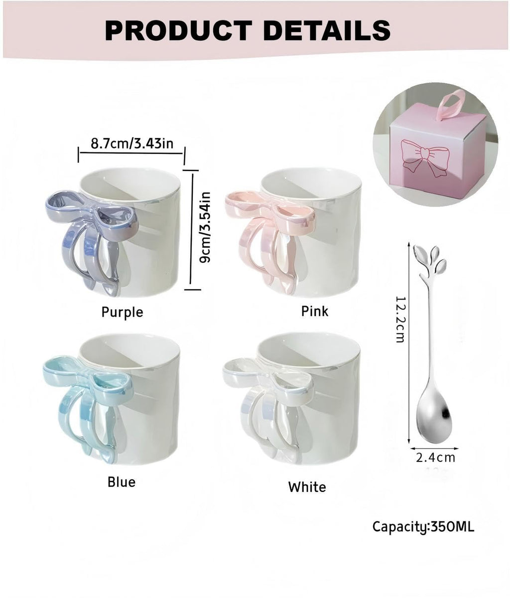 Ceramic Mug with Bow Ribbon Handle