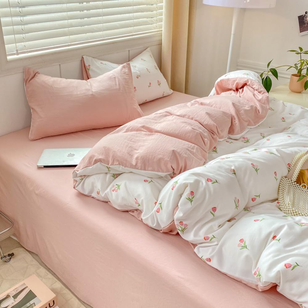 Duvet Cover Printed Bedding Set 3Pcs Girls Kawaii Pattern Comforter Cover with Zipper Closure Soft Breathable Microfiber