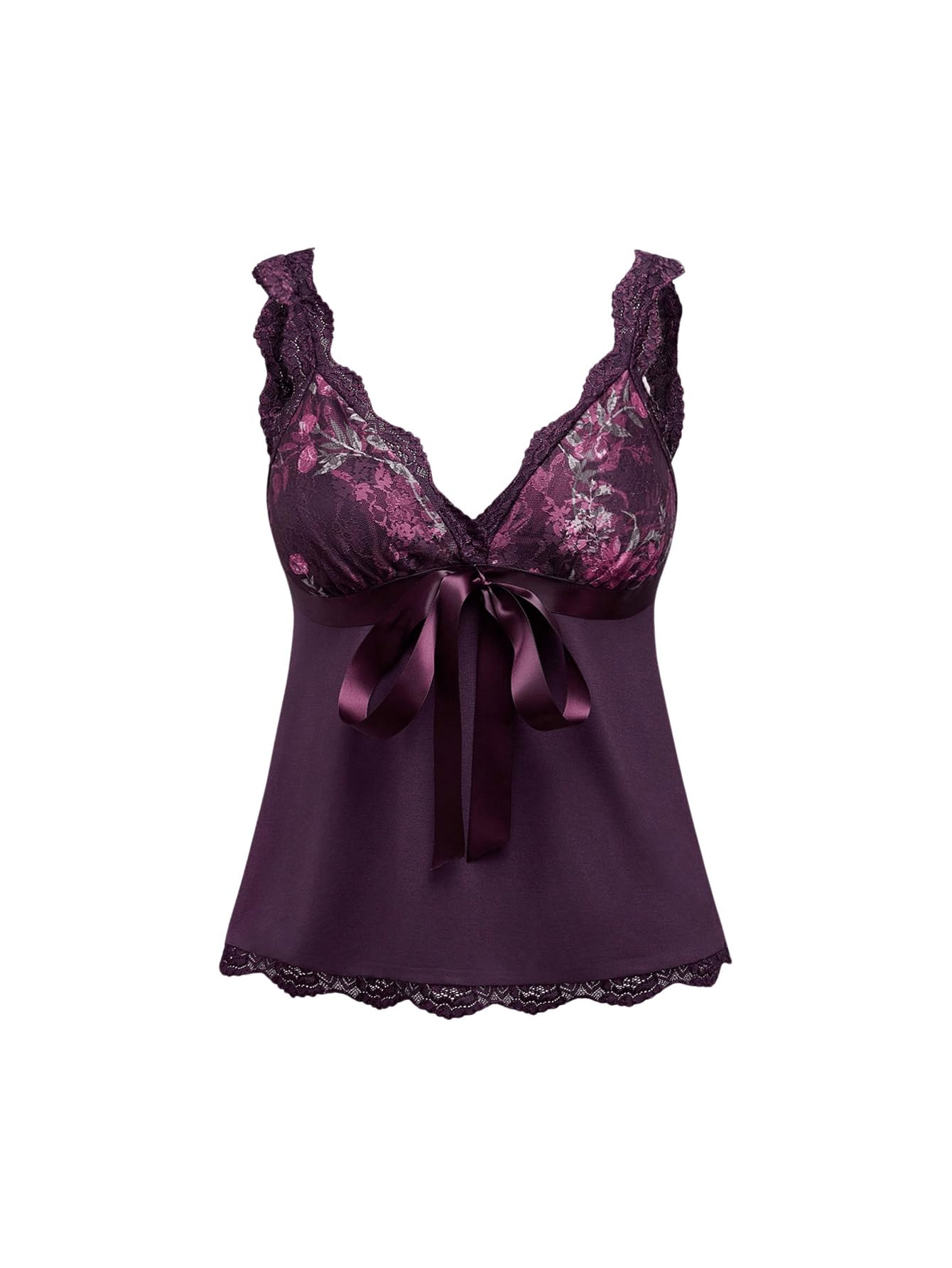 Women's Coquette Tank Tops Y2K Lace Trim Crop Top Bowknot Deep V Neck Sleeveless Camisole Blouse