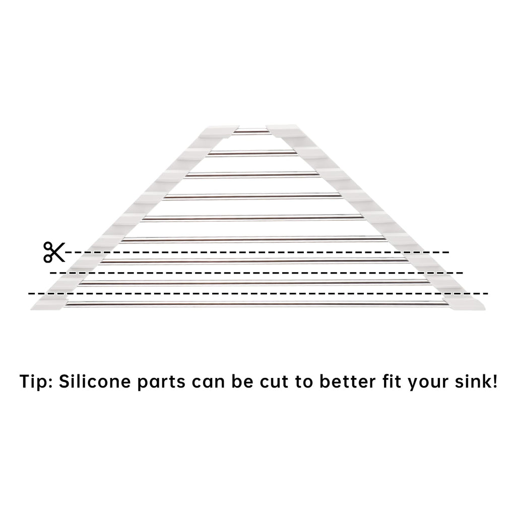 Triangle Foldable Dish Drying Rack, Small Roll-Up - Stainless Steel Over Sink Drainer for Kitchen Sink Corner, Rustproof