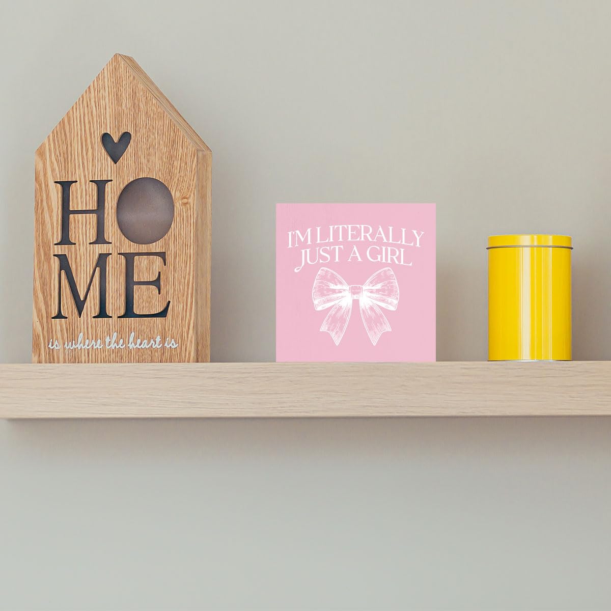 Pink Bow Coquette Room Decor - Wooden Box Sign Desk Decor