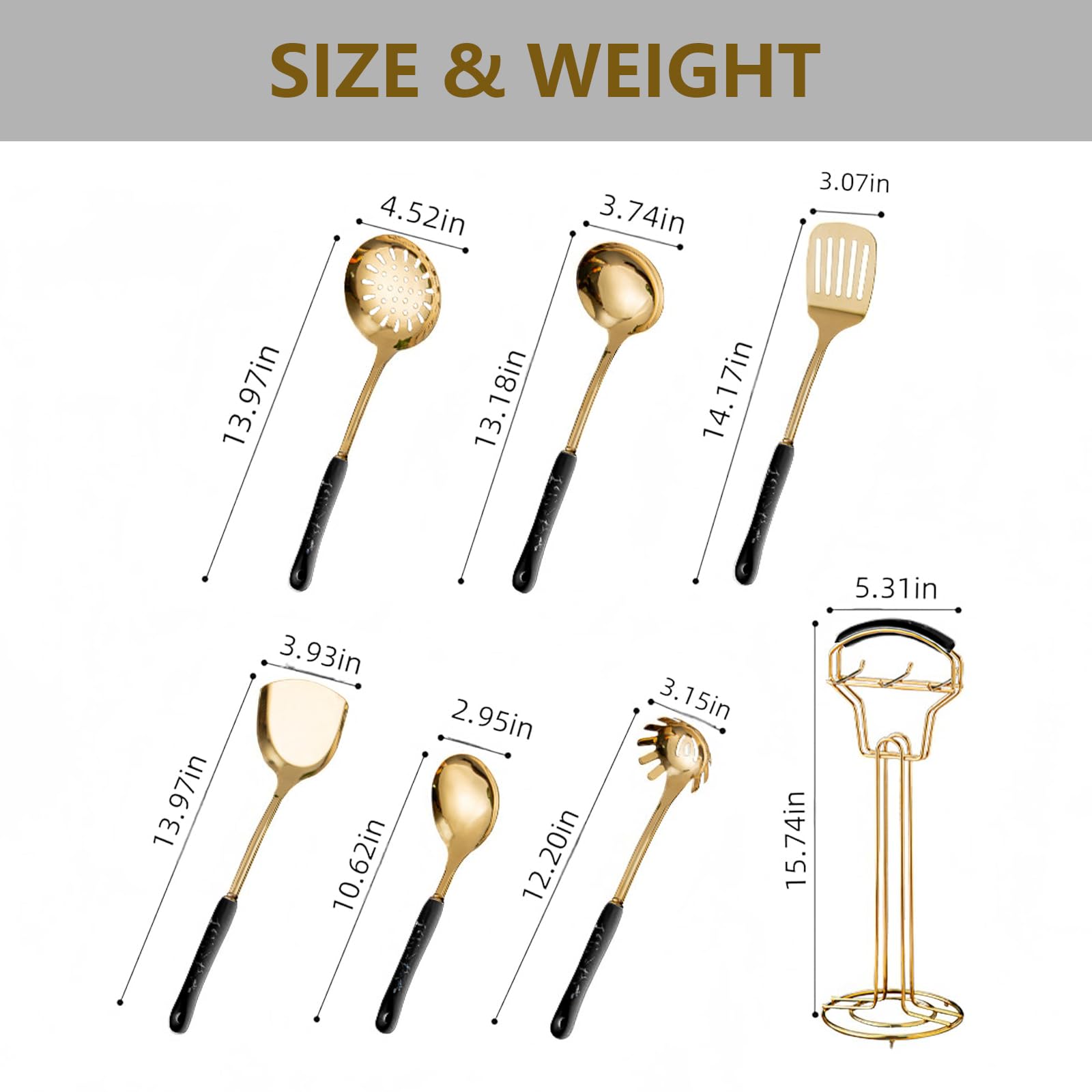 Gold Kitchen Utensils, 7pieces Gold Cooking Utensils Set, Kitchen Tools Set With Utensil Holder, Gold Kitchen Accessories, Dishwasher Safe, Easy To Clean