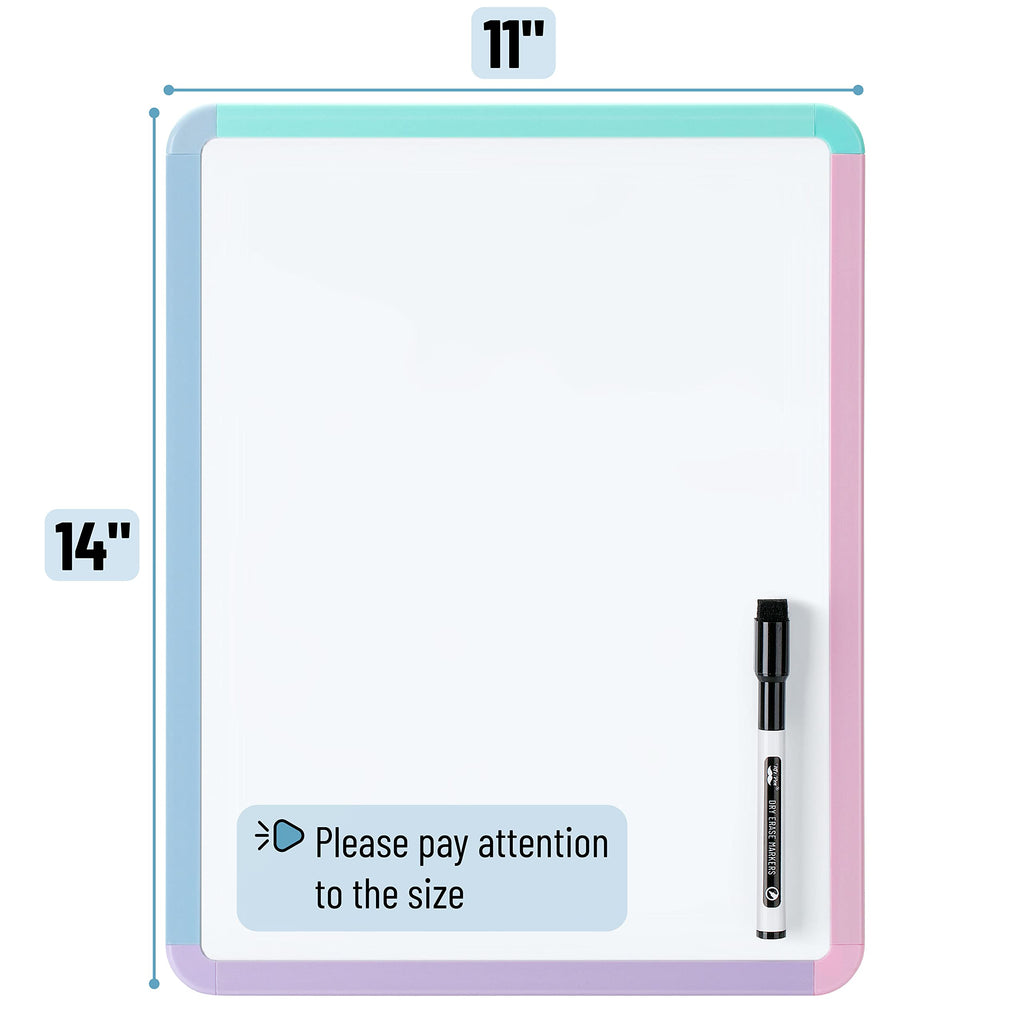Dry Erase Board, 14â€?x 11â€?with a Black Dry Erase Marker Color Frame, Small White Board Dry Erase Whiteboard
