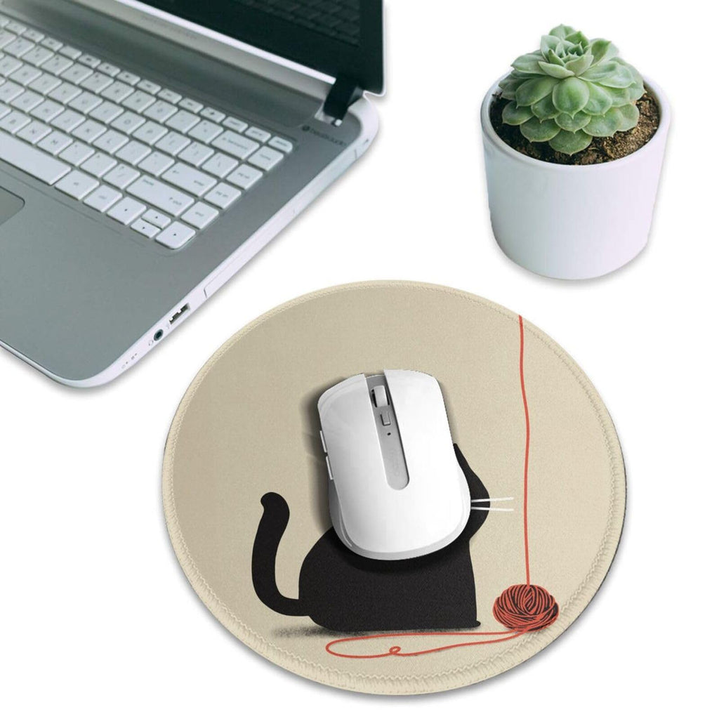 Round Mouse Pad Desk Top - Stitched Edges 8 X 8 Inch