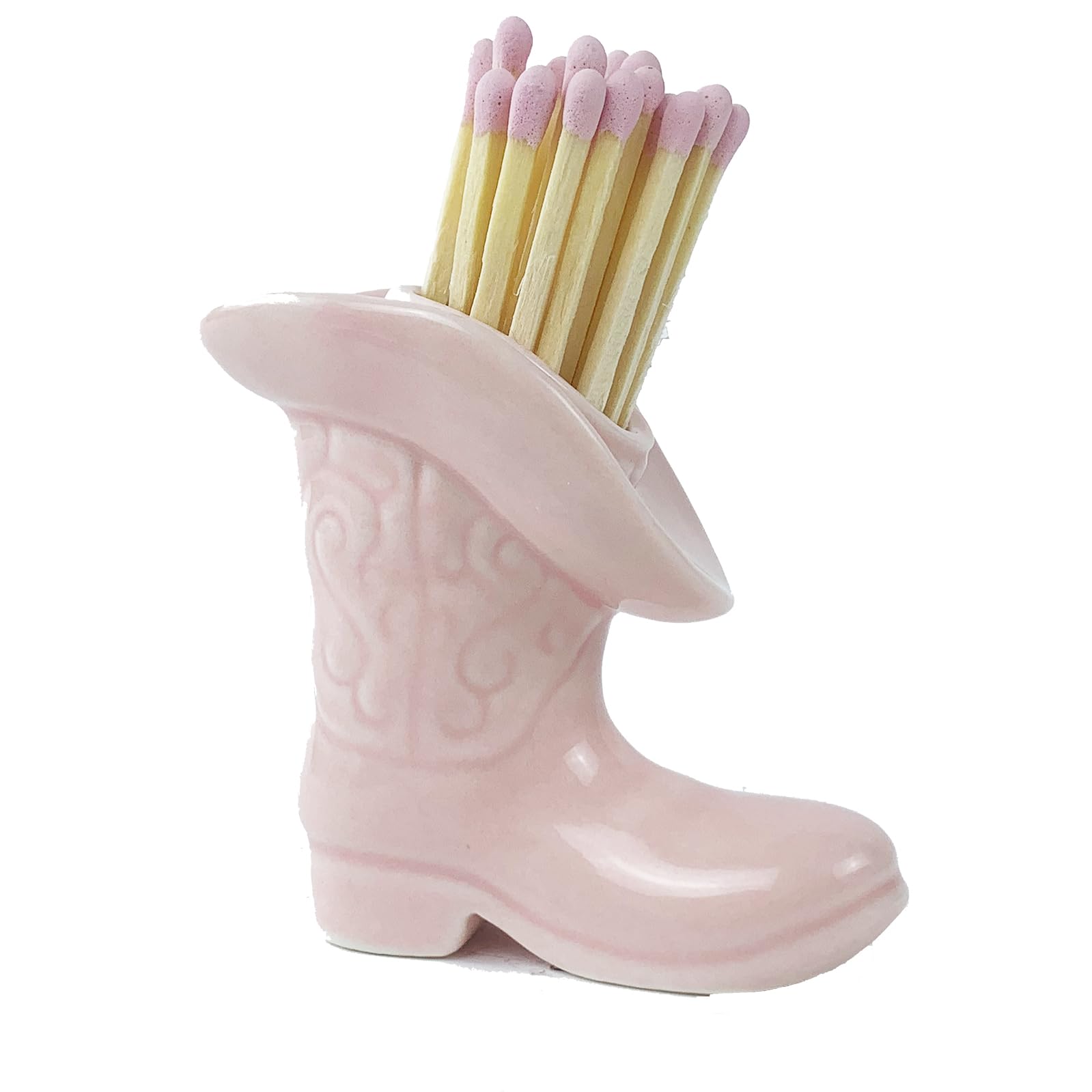 Cowgirl Boot Match Holder With Striker - Ceramic Cowgirl Boots Coastal Western Home Decor Aesthetic