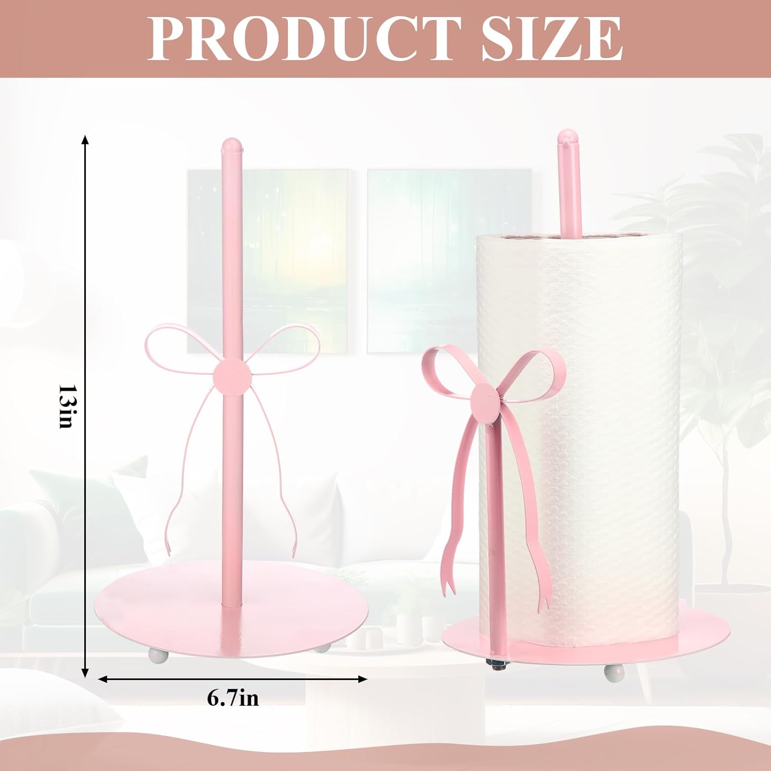 Coquette Pink Bow Paper Towel Holder Cute Metal Pink Bow Knot Kitchen Decor Accessories