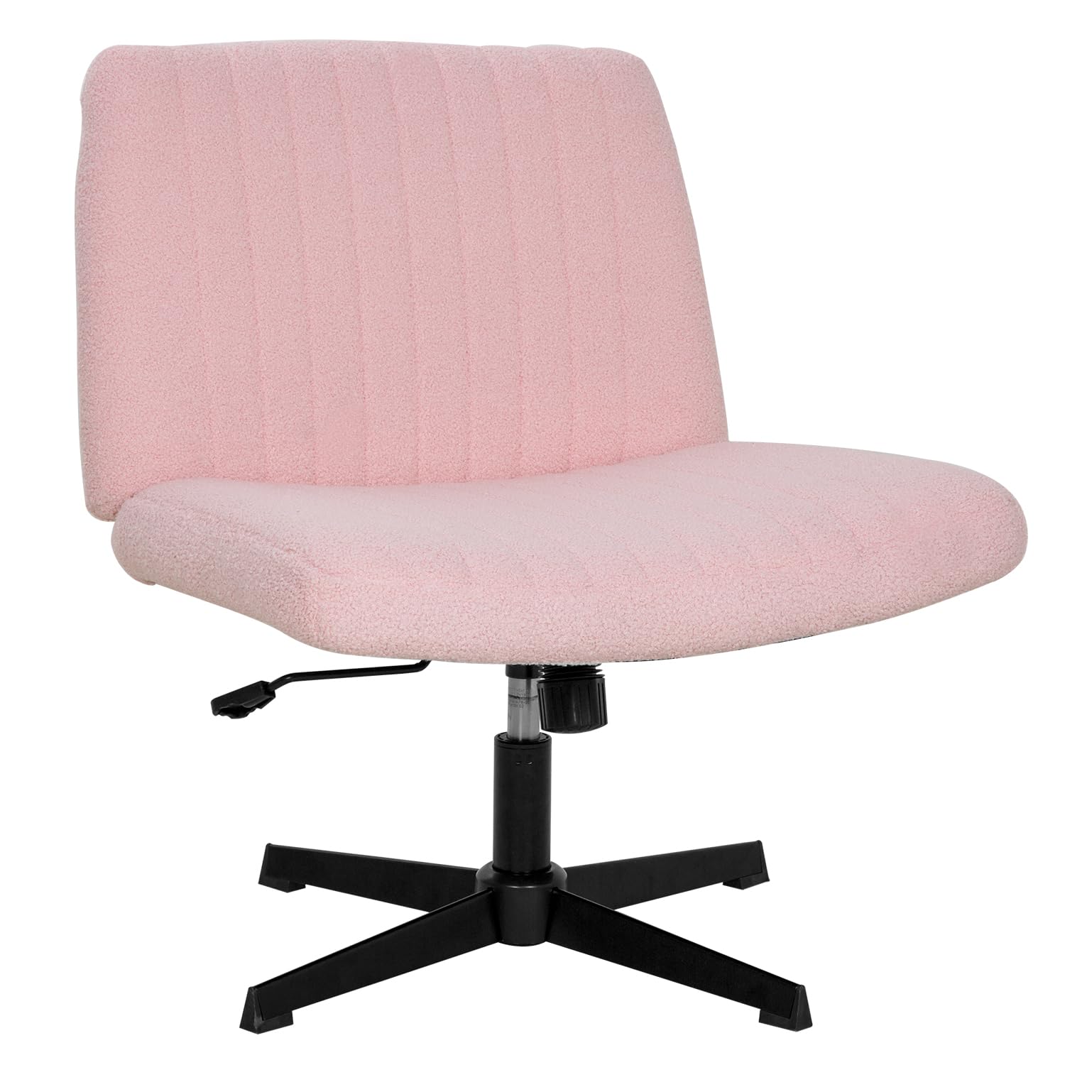 Criss Cross Chair, Armless Cross Legged Wide Comfty Desk Chair with No Wheels Modern Height Adjustable, Swivel Fabric Vanity Chair