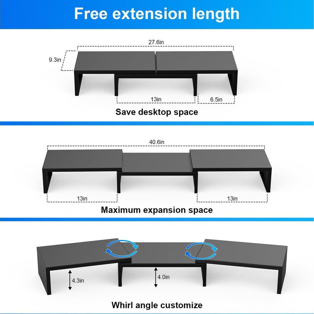 Dual Monitor Stand for Desk, Metal Monitor Riser, Office Supplies and Accessories