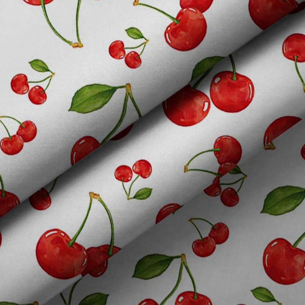 Cute Sweet Cherry Shower Curtain Set with Hooks - Fruit Shower Curtain for Bathroom - Waterproof Durable Fabric 72x72 Inches