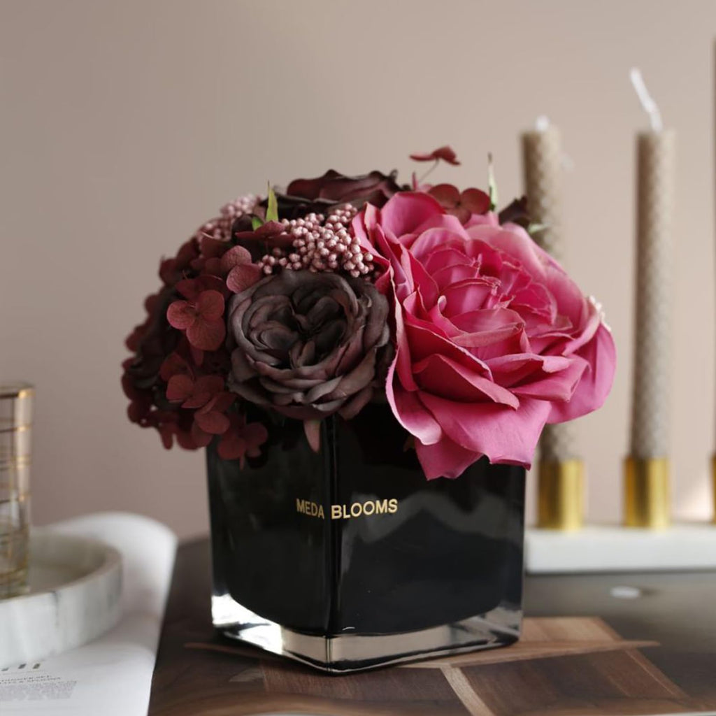 Faux Flowers Rose Potted Flower (Pink)