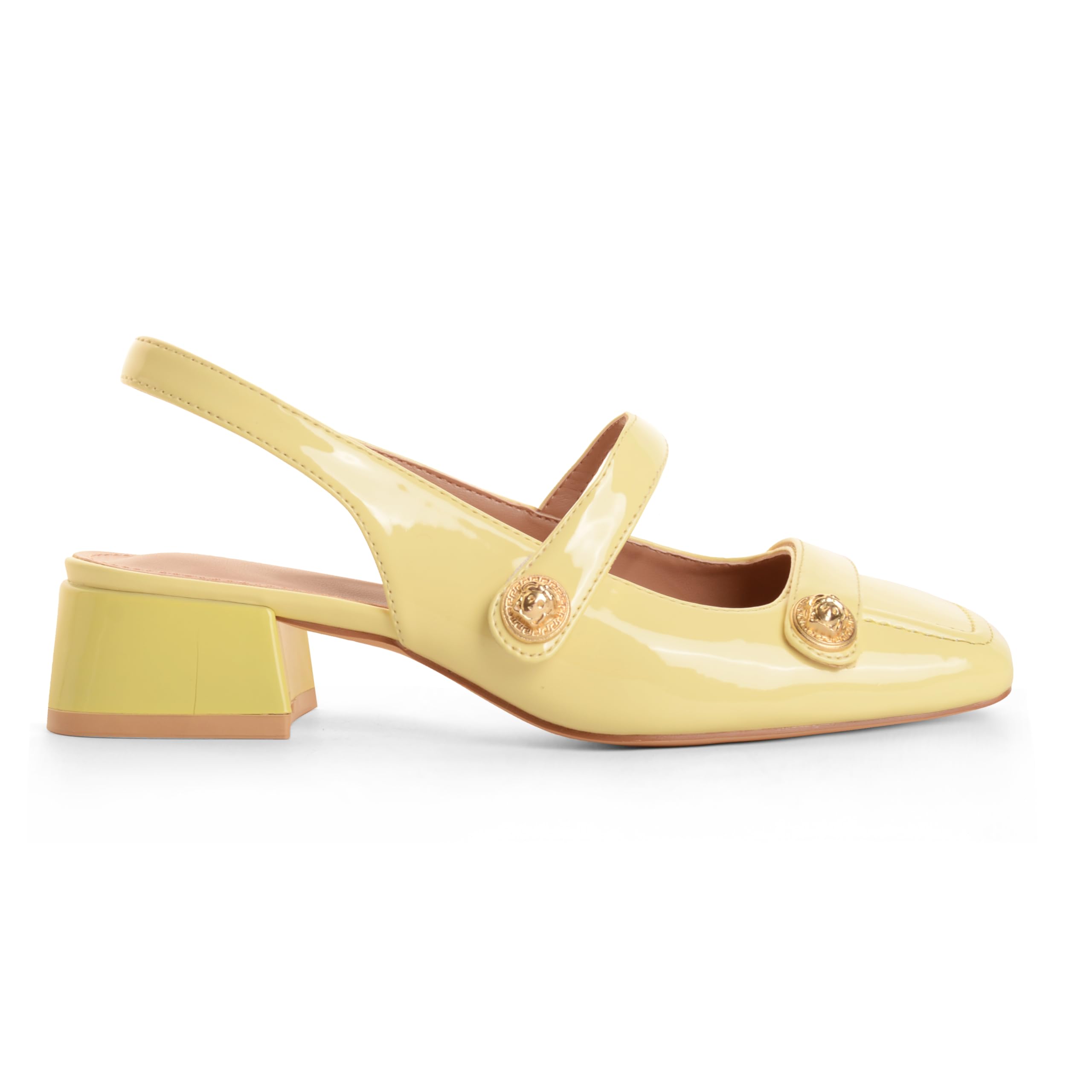 Slingback Mary Jane Heels for Women Low Block Heel Closed Square Toe Pump Shoes Heels