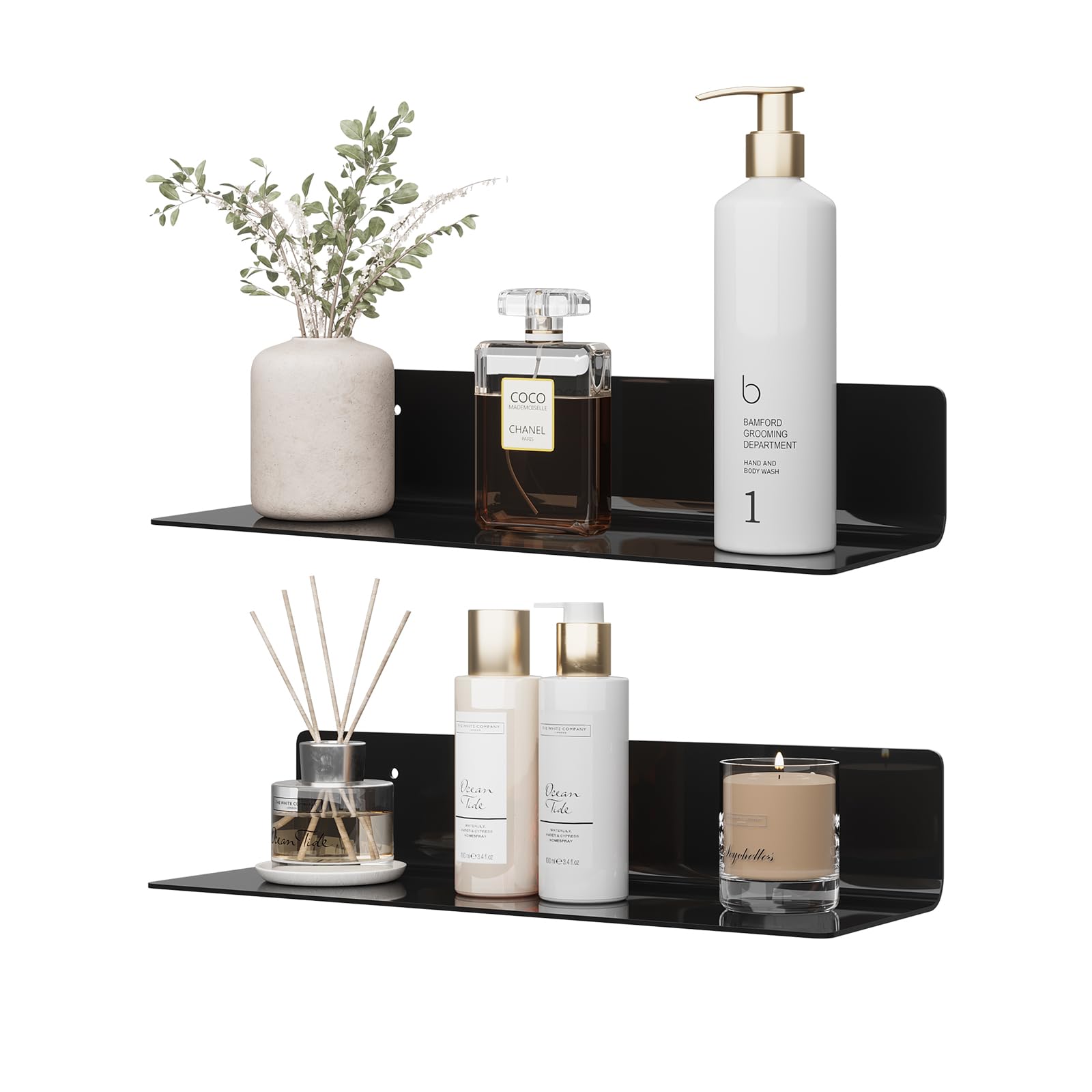 Floating Acrylic Shelves, 2 Pack Kids Floating Bookshelf Wall Mounted Display Shelf for Books