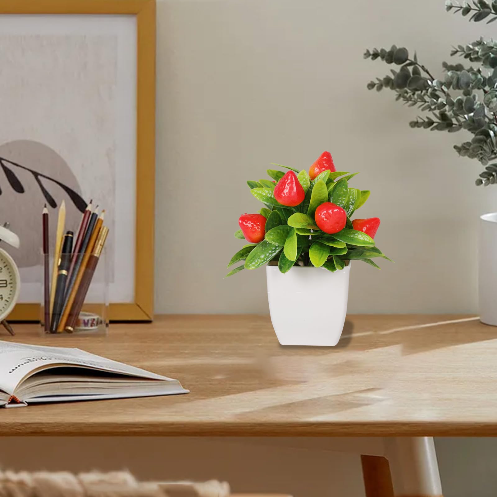 Fruit Artificial Plants Fake Fruit Potted Plant 6inches Fake 4pcs Tree with Small Pot Mini Fake Plant Decor