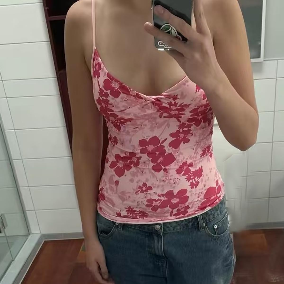 Emo Coquette Cropped Top Grunge 2000s Spaghetti Strap Tops Streetwear Vintage Camisole Y2k Cheetah Tops