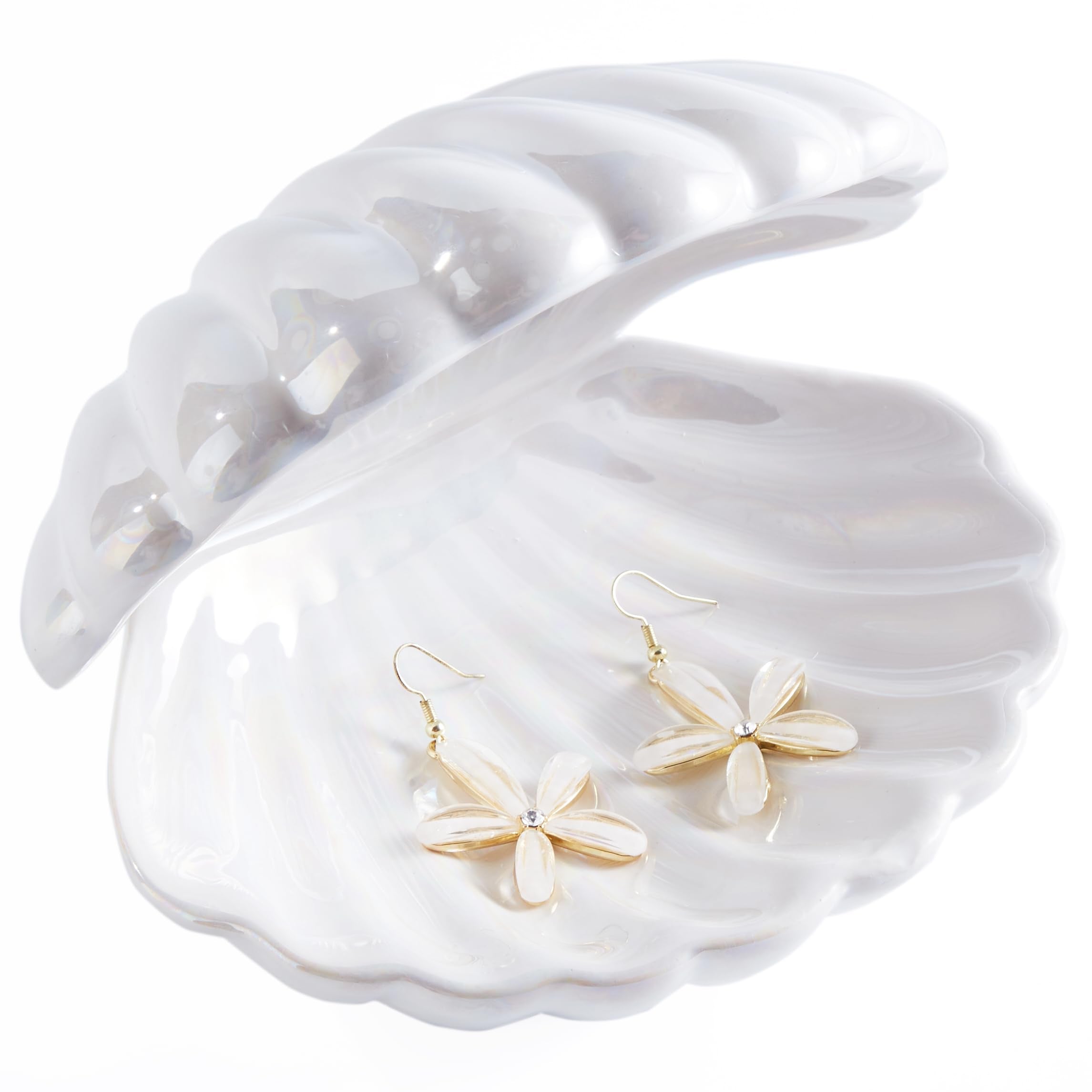 Ceramic Clamshell Jewelry Dish â€?Trinket Tray & Ring Holder