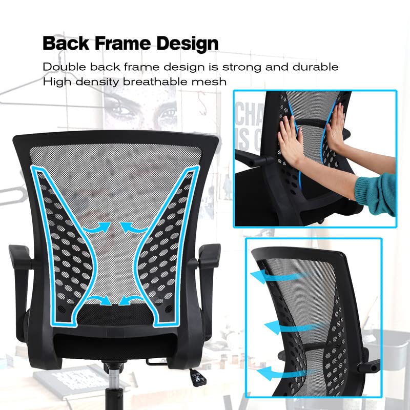 Mesh Desk Chair Ergonomic Computer Chair with Lumbar Support Armrest Mid Back 360 Degree Rolling Swivel Adjustable Height