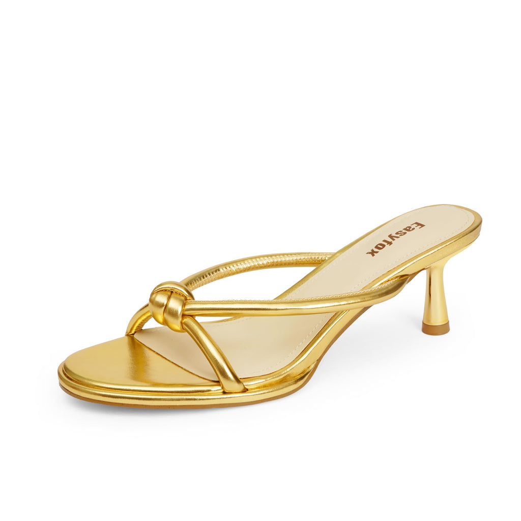 Womens Heeled Sandals Rounded Open Toe Kitten Heels Slip on Bow Mules Sandals