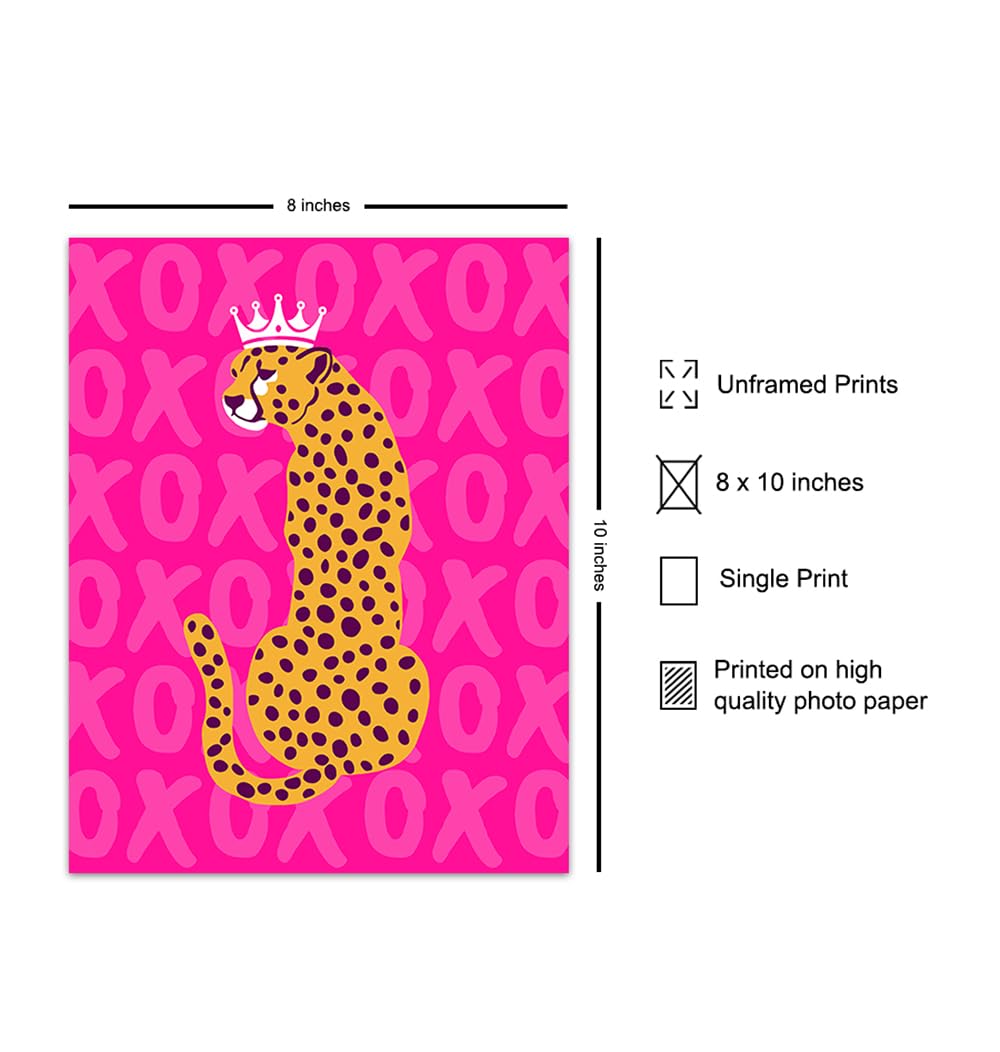 Cheetah Wall Art - Aesthetic Room Decor - Pink Preppy Room Wall Decor